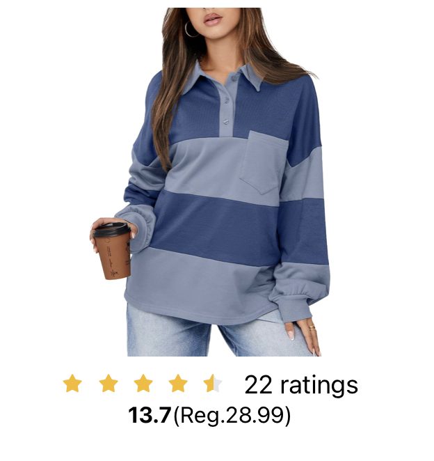 Oversized Color Block Polo Shirt – $13.70 (Reg $29)